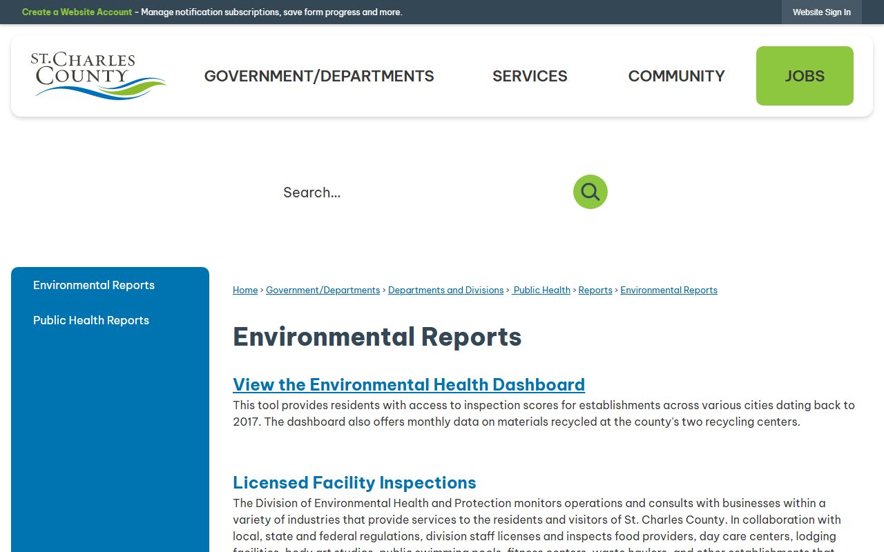 St. Charles County County Clerk page for non-court county records