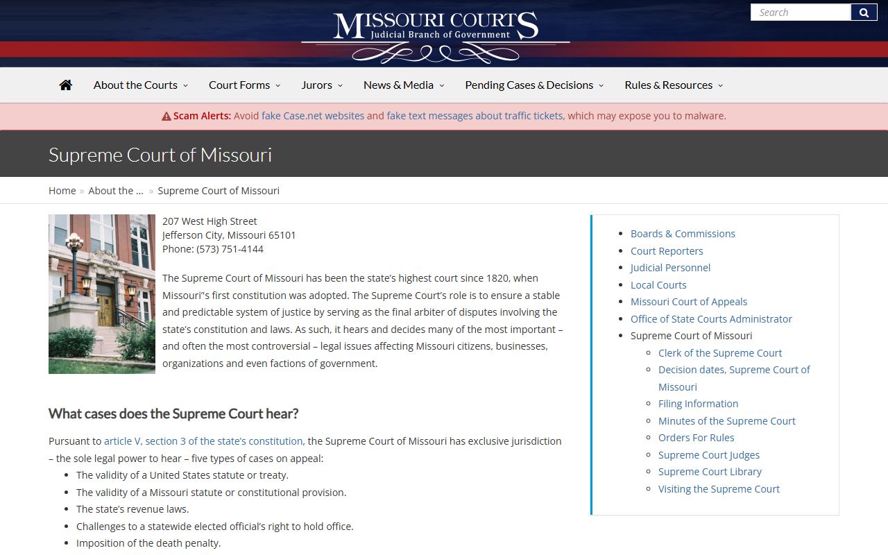 Supreme Court of Missouri page for St. Charles County appeals