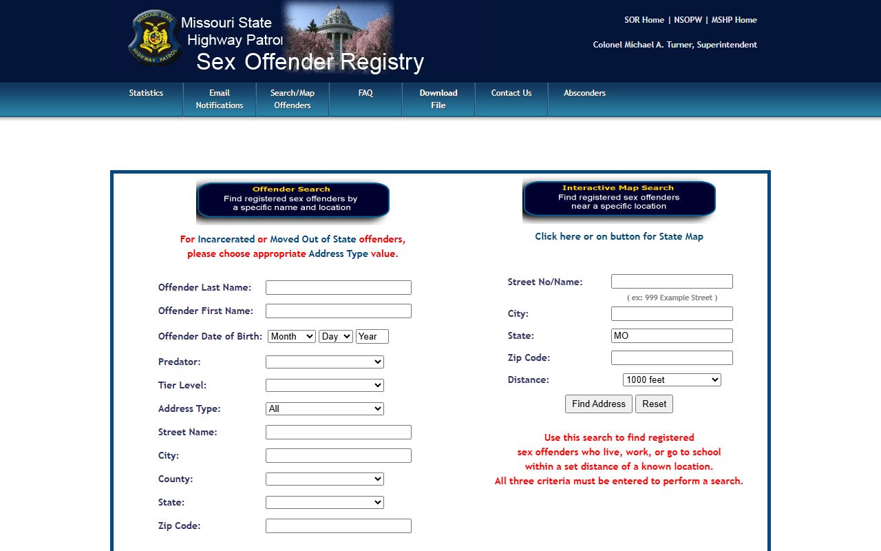 Missouri sex offender registry search for St. Charles County