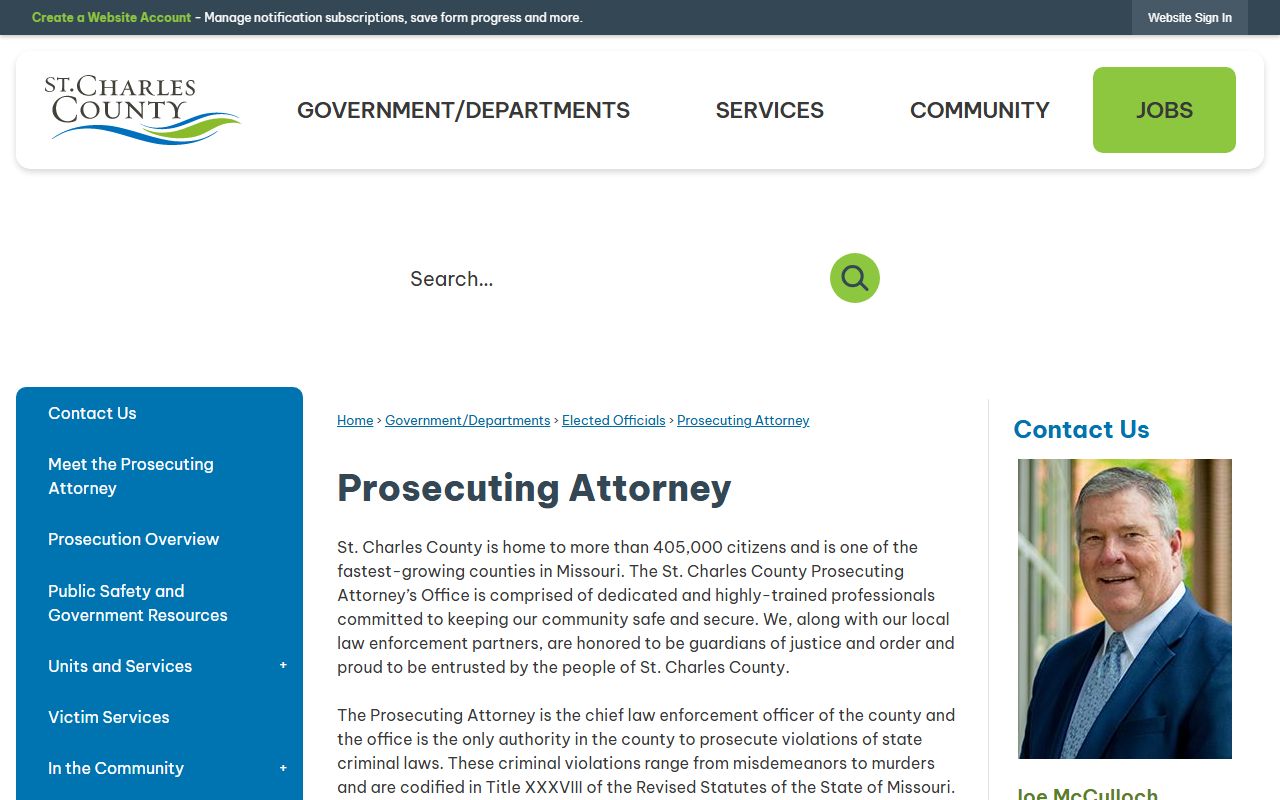 St. Charles County Prosecuting Attorney page for arrest records
