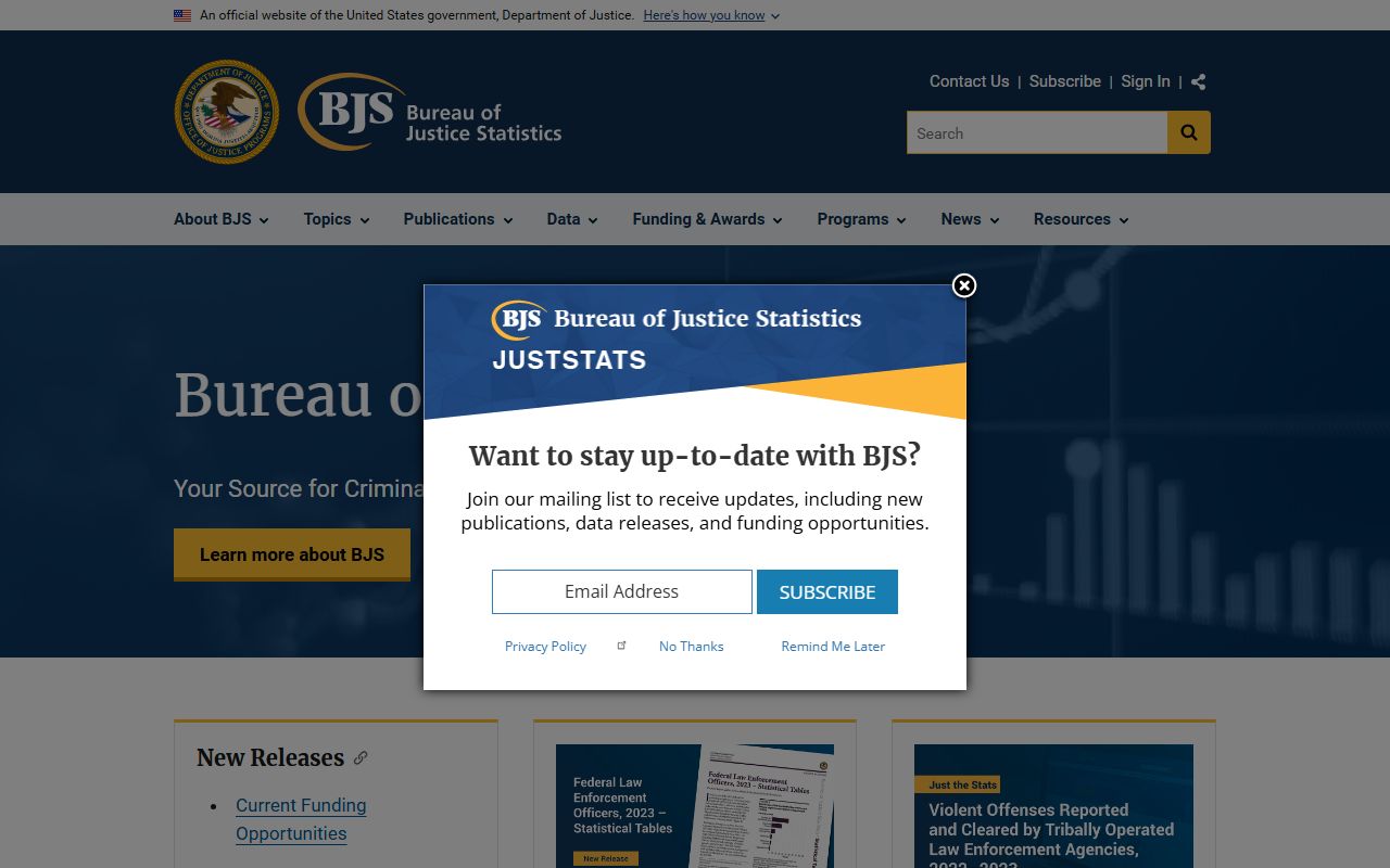 Bureau of Justice Statistics jail population data for St. Charles County context