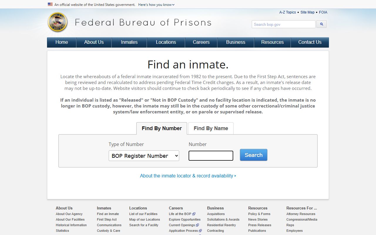 Federal Bureau of Prisons inmate locator for St. Charles County