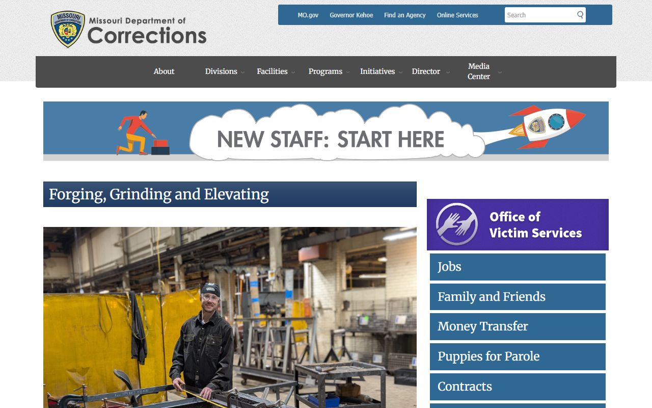 Missouri Department of Corrections homepage for St. Charles County released inmates